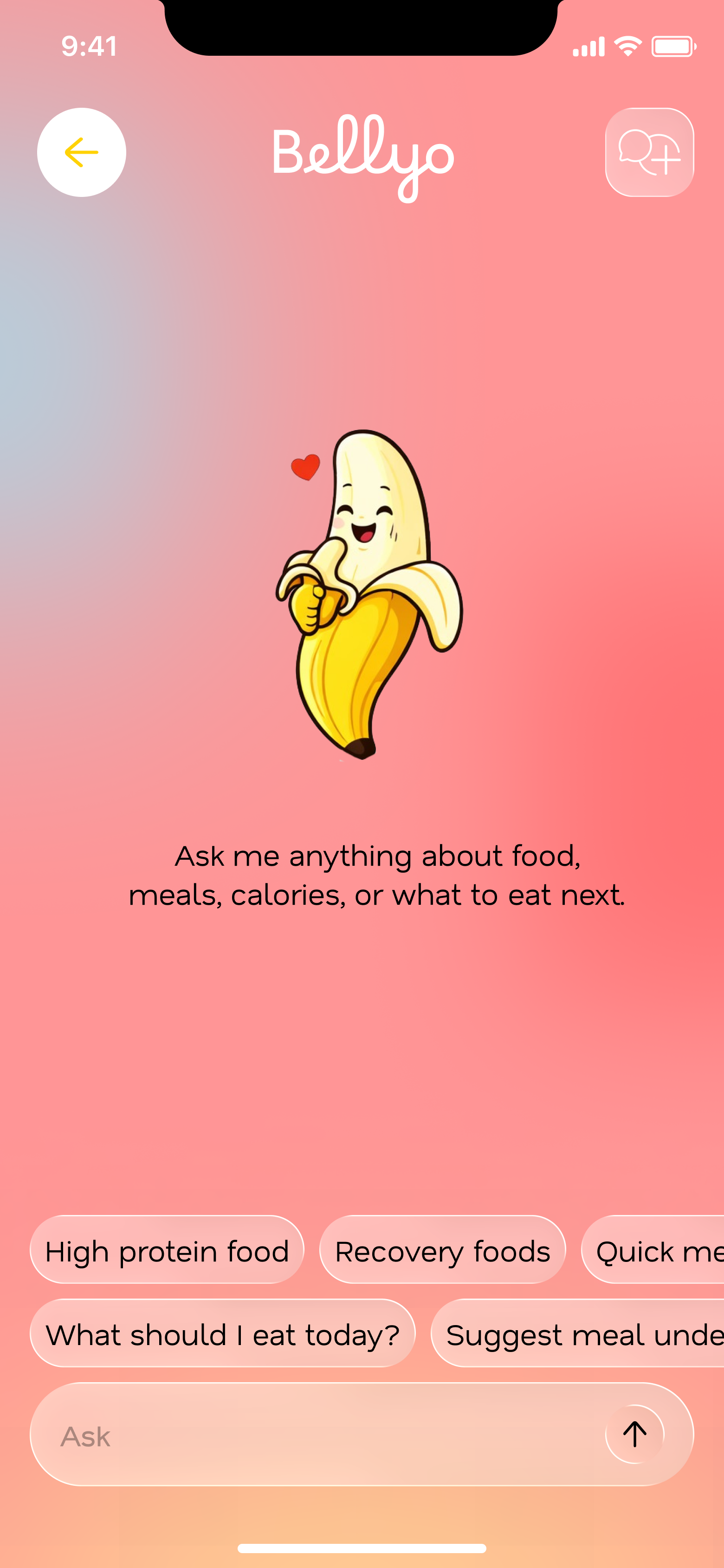 Bellyo food suggestion screen