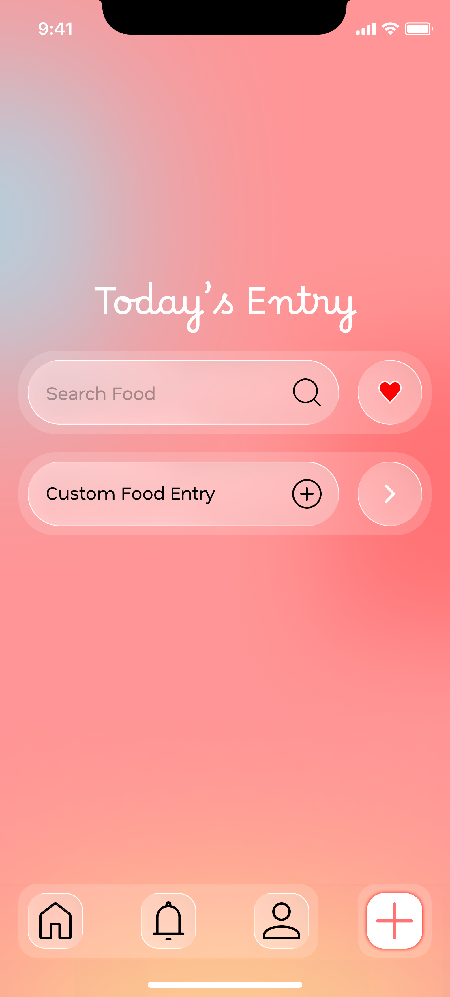 Custom food entry screen