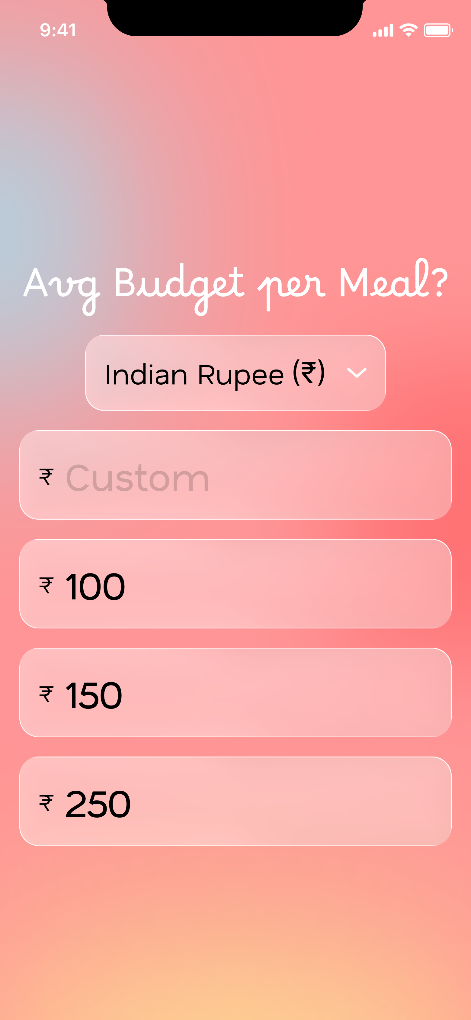 Multi-currency budget screen